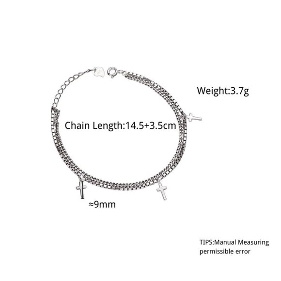 *NEW 925 Sterling Silver Cross Chain Bracelet - Picture 4 of 6